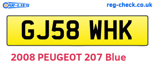 GJ58WHK are the vehicle registration plates.