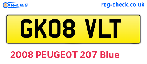 GK08VLT are the vehicle registration plates.