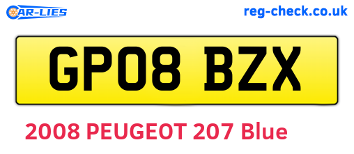 GP08BZX are the vehicle registration plates.