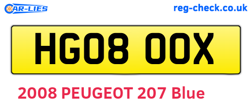 HG08OOX are the vehicle registration plates.