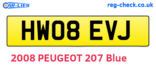 HW08EVJ are the vehicle registration plates.
