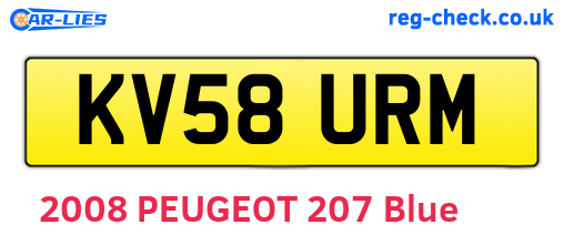 KV58URM are the vehicle registration plates.