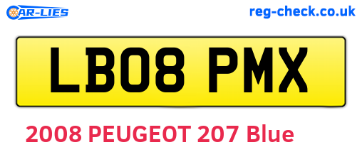 LB08PMX are the vehicle registration plates.