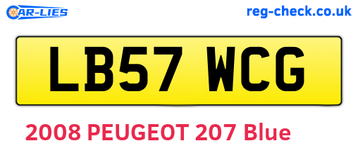 LB57WCG are the vehicle registration plates.