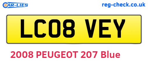 LC08VEY are the vehicle registration plates.
