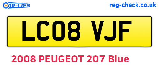 LC08VJF are the vehicle registration plates.