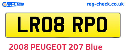 LR08RPO are the vehicle registration plates.