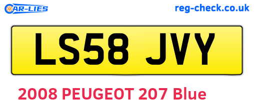 LS58JVY are the vehicle registration plates.