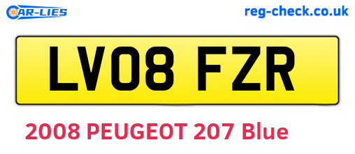 LV08FZR are the vehicle registration plates.