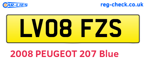 LV08FZS are the vehicle registration plates.