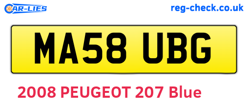 MA58UBG are the vehicle registration plates.