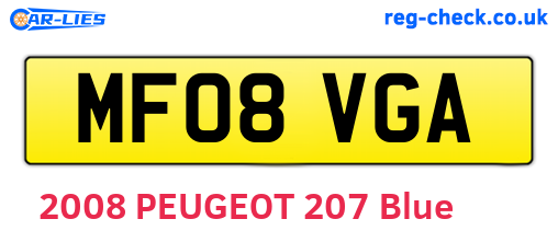 MF08VGA are the vehicle registration plates.