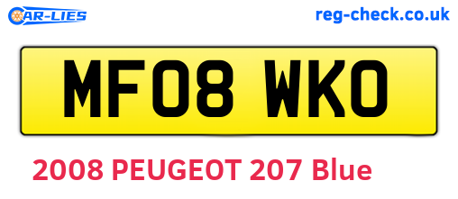 MF08WKO are the vehicle registration plates.