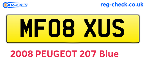 MF08XUS are the vehicle registration plates.