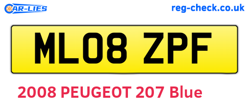 ML08ZPF are the vehicle registration plates.