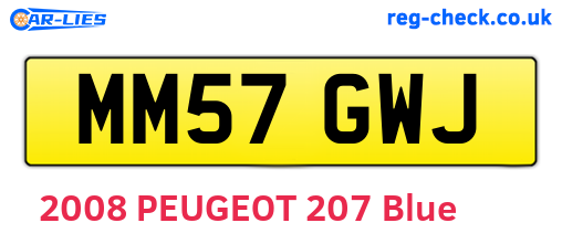 MM57GWJ are the vehicle registration plates.