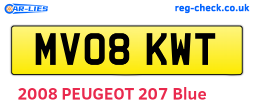 MV08KWT are the vehicle registration plates.