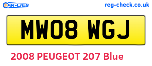 MW08WGJ are the vehicle registration plates.
