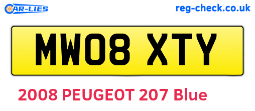 MW08XTY are the vehicle registration plates.