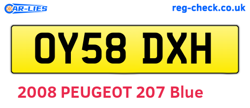 OY58DXH are the vehicle registration plates.