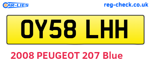 OY58LHH are the vehicle registration plates.