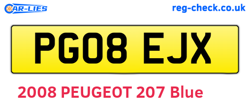 PG08EJX are the vehicle registration plates.