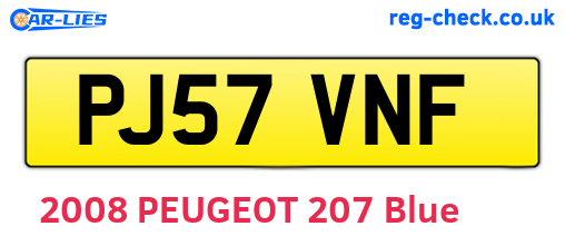 PJ57VNF are the vehicle registration plates.