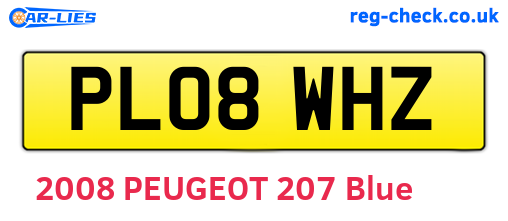 PL08WHZ are the vehicle registration plates.
