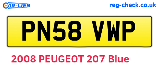 PN58VWP are the vehicle registration plates.