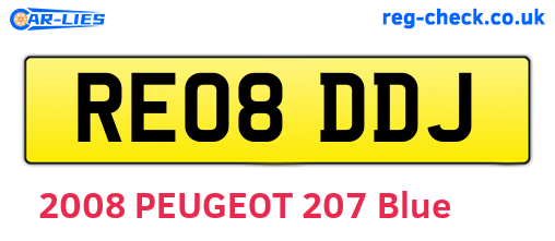 RE08DDJ are the vehicle registration plates.