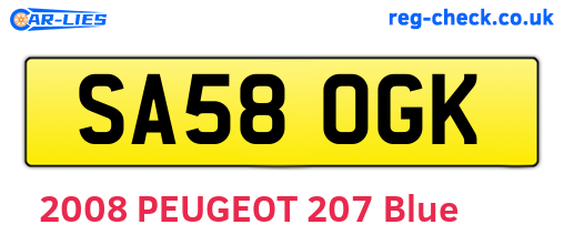 SA58OGK are the vehicle registration plates.