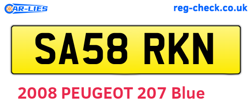 SA58RKN are the vehicle registration plates.