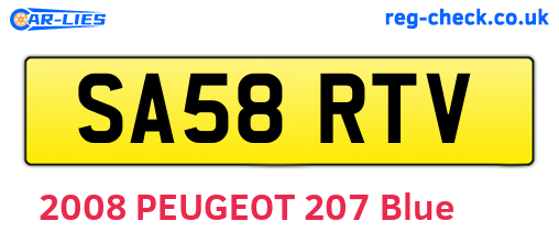 SA58RTV are the vehicle registration plates.