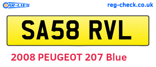 SA58RVL are the vehicle registration plates.