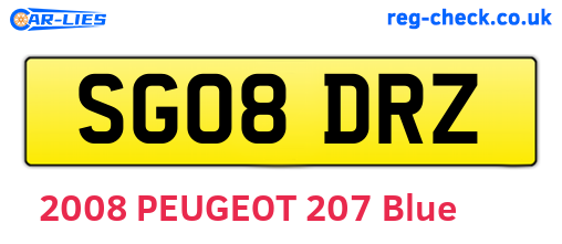 SG08DRZ are the vehicle registration plates.
