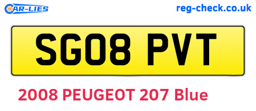 SG08PVT are the vehicle registration plates.