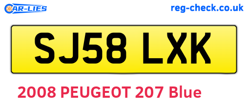SJ58LXK are the vehicle registration plates.