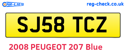 SJ58TCZ are the vehicle registration plates.