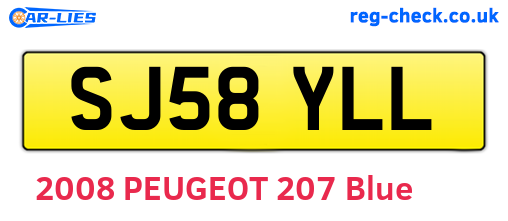 SJ58YLL are the vehicle registration plates.