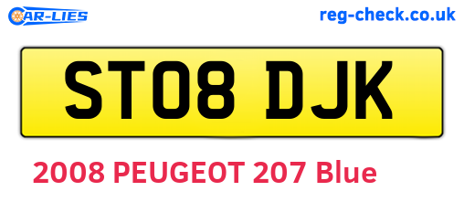 ST08DJK are the vehicle registration plates.
