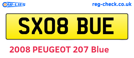 SX08BUE are the vehicle registration plates.