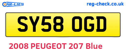 SY58OGD are the vehicle registration plates.