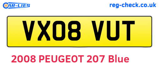 VX08VUT are the vehicle registration plates.