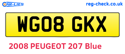 WG08GKX are the vehicle registration plates.