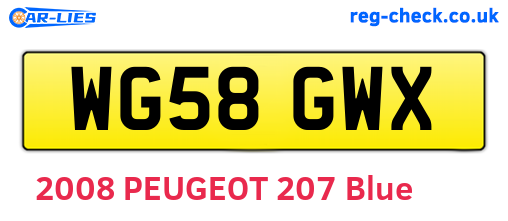 WG58GWX are the vehicle registration plates.