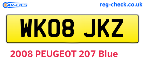 WK08JKZ are the vehicle registration plates.
