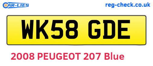 WK58GDE are the vehicle registration plates.