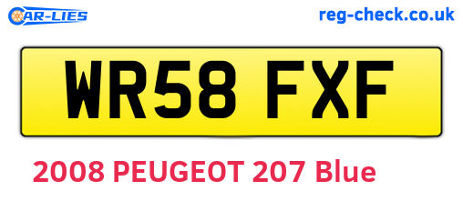 WR58FXF are the vehicle registration plates.