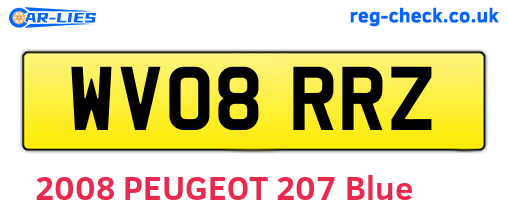 WV08RRZ are the vehicle registration plates.