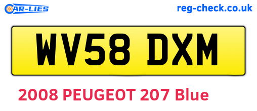WV58DXM are the vehicle registration plates.